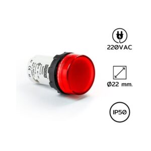 หลอดไฟตู้คอนโทรล Ø22 mm 220VAC RED LED